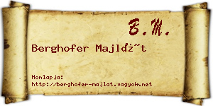 Berghofer Majlát névjegykártya